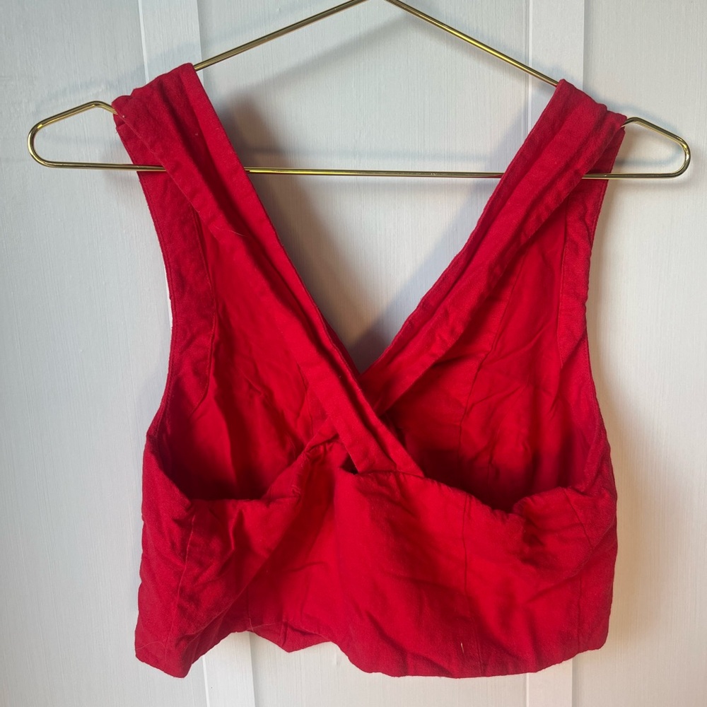 Anthropologie Red Cropped Button Tank - Picture 3 of 4